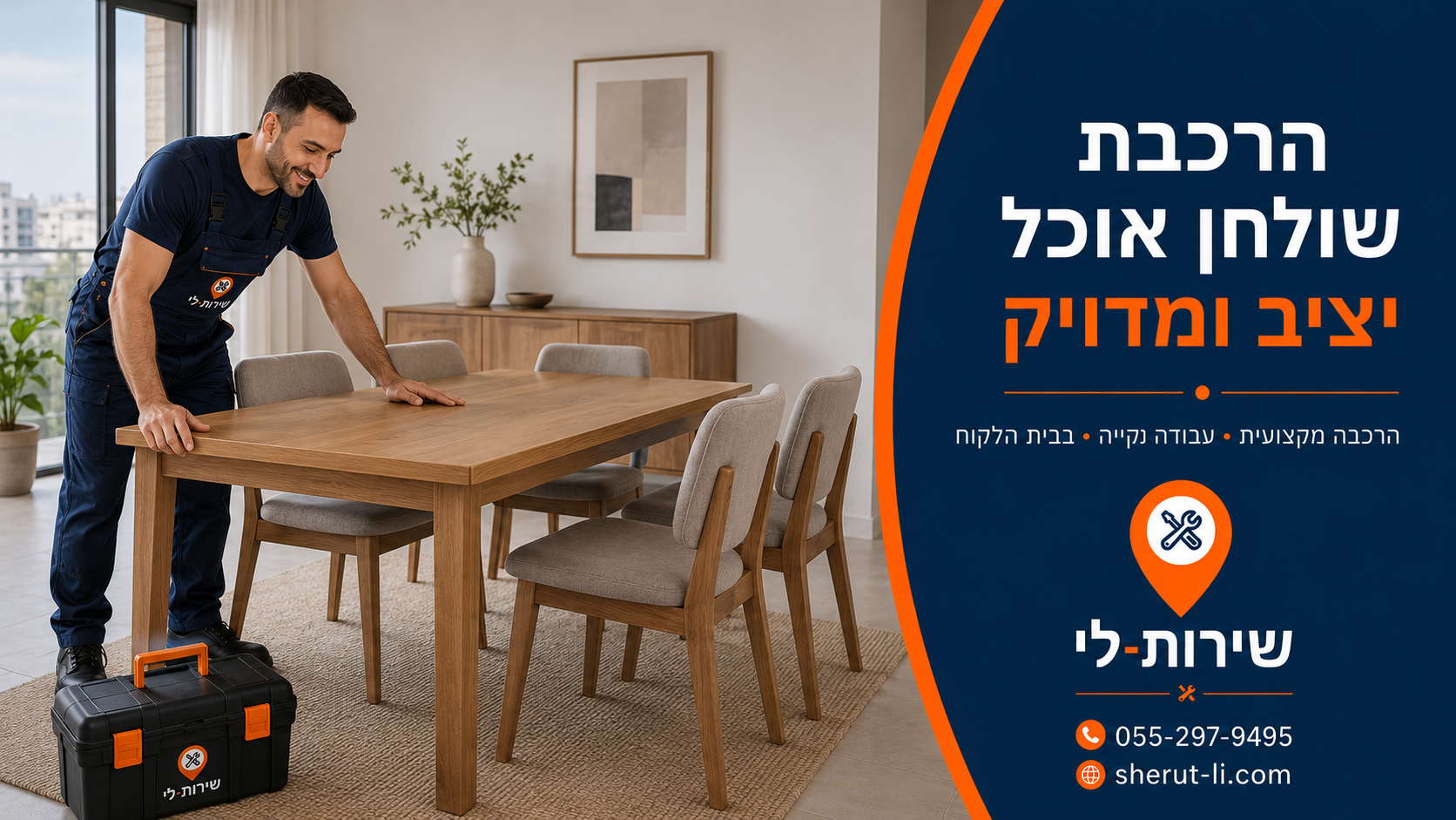 הרכבת שולחן בקרית ביאליק מרכיב שולחנות מרכיב שולחן אוכל עם כיסאות בפינת אוכל