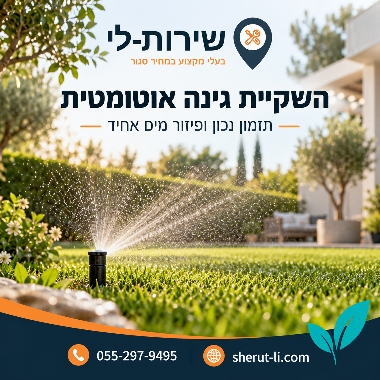 השקיית גינה אוטומטית עם ממטרה