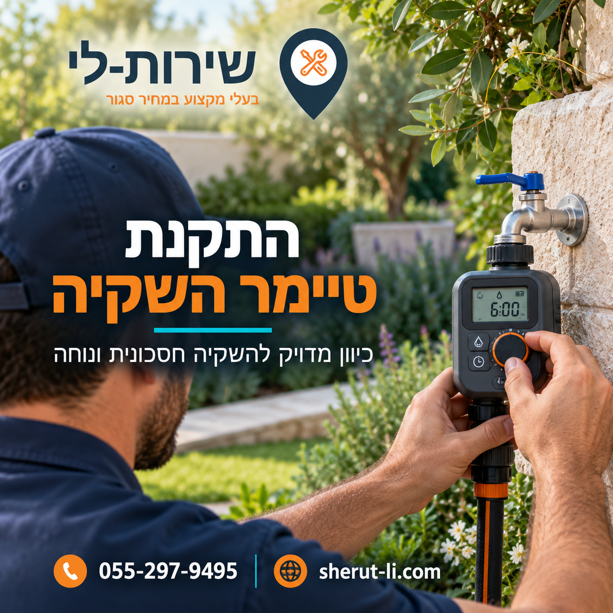התקנת טיימר השקיה על ברז בגינה