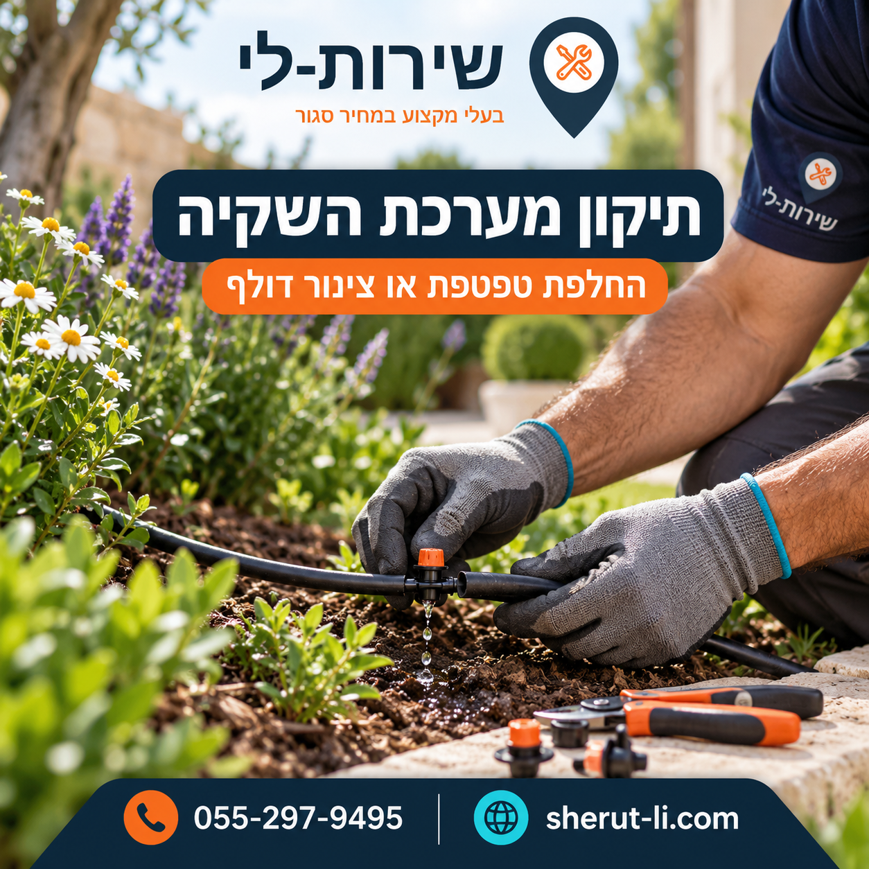 תיקון מערכת השקיה - החלפת טפטפת