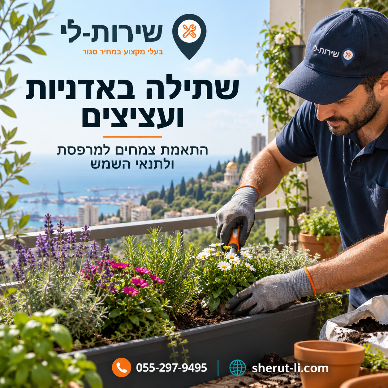 שתילה באדניות ועציצים במרפסת