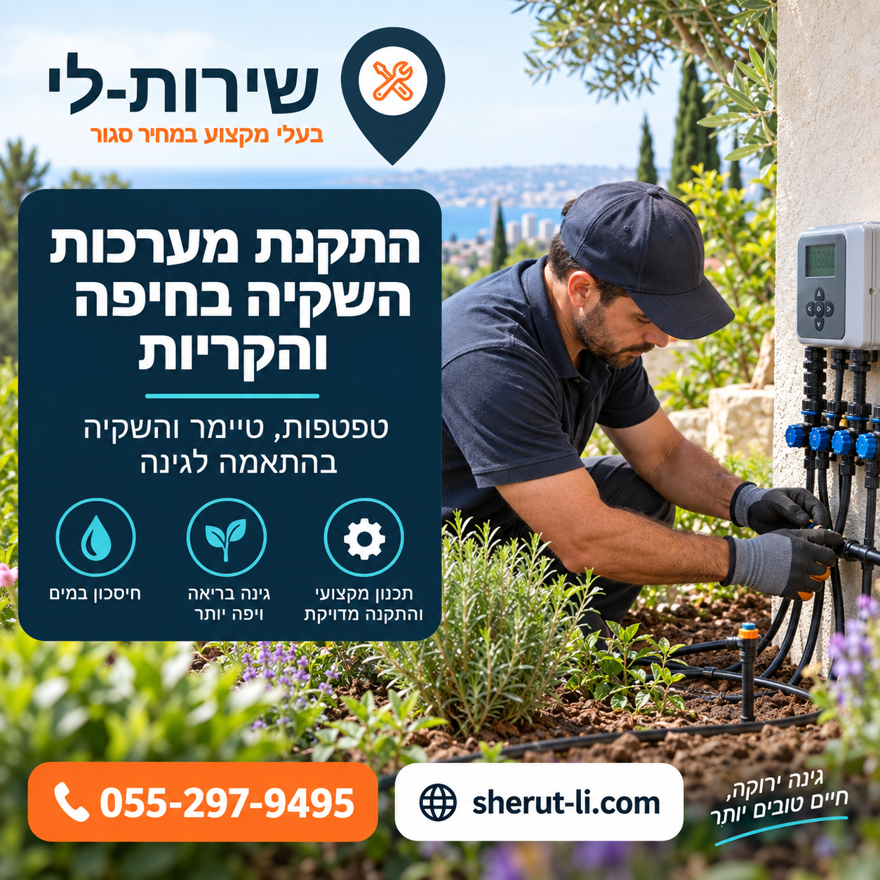 התקנת מערכות השקיה בחיפה והקריות - טפטפות, טיימר והשקיה